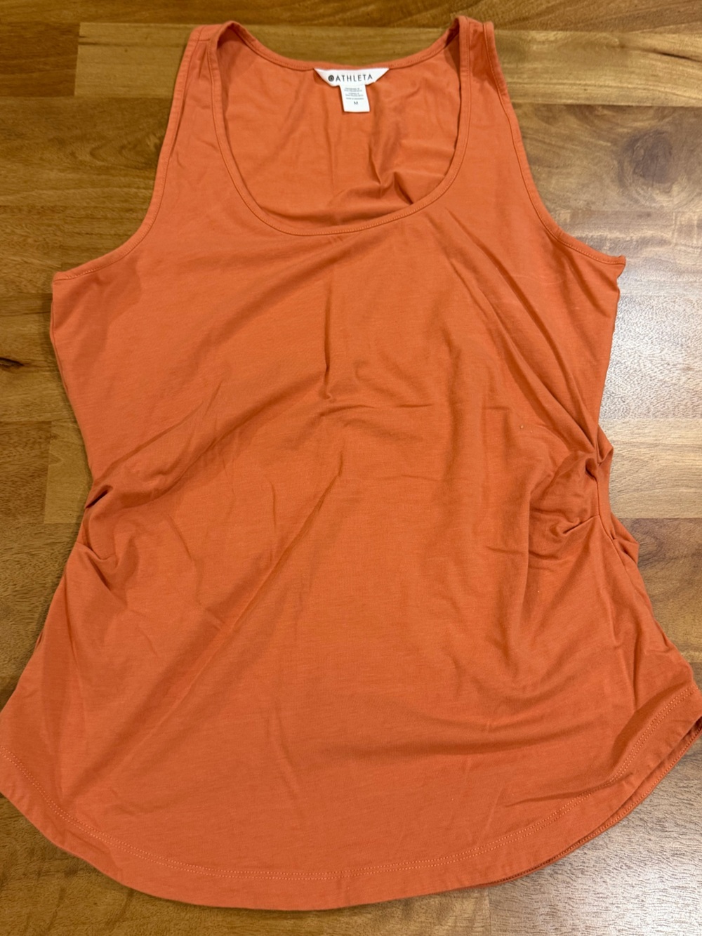 Athleta Orange Performance Tank Top with Ruched Sides - Size Medium
